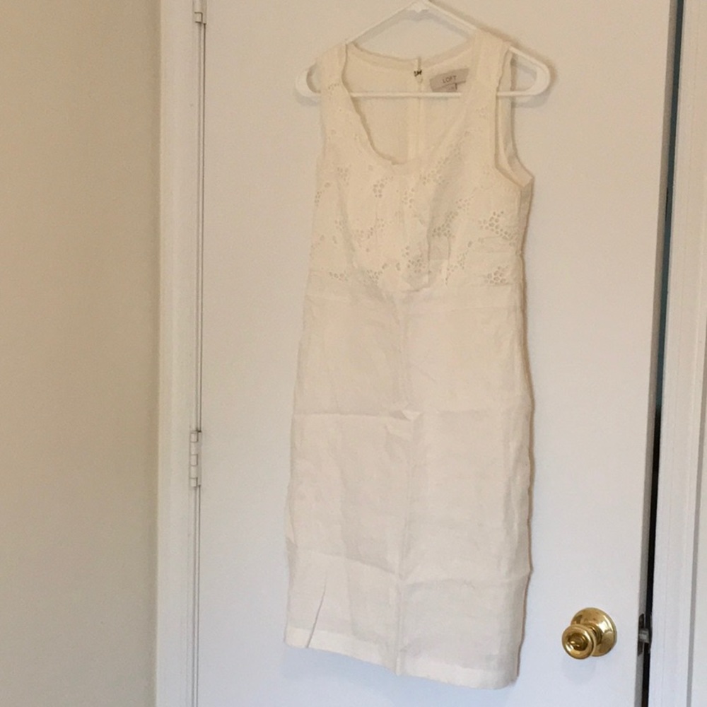 White linen Loft dress